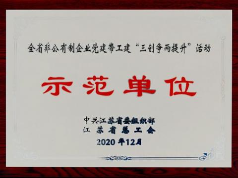 太阳城官网集团荣获全省非公有制企业党建带工建 “三创争两提升”活动树模单位