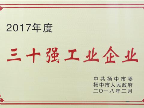 太阳城官网集团提升2017年度扬中市“三十强”前五位